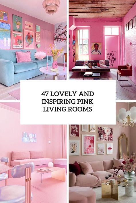 47 Lovely And Inspiring Pink Living Rooms - DigsDigs Pink Family Room, Pink Living Rooms, Mauve Living Room, Pink Living Room Ideas, Blush Living Room, White Walls Living Room, Feminine Living Room, Pink Accent Walls, Light Pink Walls