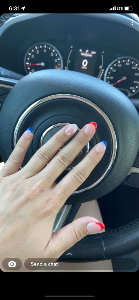 French Tip Nails 4th Of July, Short Acrylic 4th Of July Nails, Red And Blue Tip Nails, 4th Of July Nails French Tips, Red White And Blue Simple Nails, 4th Of July Nails Tips, Red White And Blue Tips Nails, 4th Of July French Tips, Cute Red White And Blue Nails