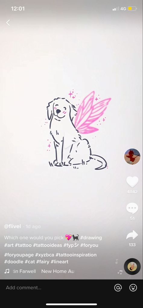 Dog Fairy Tattoo, Fairy Dog Tattoo, Dog Angel Tattoo, Fairy Wing Tattoos, Rockabilly Tattoos, Tatoo Dog, Puppy Tattoo, Small Dog Tattoos, Cute Dog Drawing