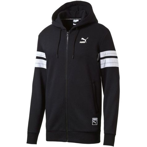 Puma Men's Basketball Zip Hoodie ($80) ❤ liked on Polyvore featuring men's fashion, men's clothing, men's hoodies, black, lightweight mens hoodies, mens zip hoodie, mens hooded sweatshirts, mens zipper hoodies and mens lightweight hoodie Puma Outfit, Mens Outdoor Jackets, Mens Zip Hoodie, Hooded Sweatshirt Men, Hoodie Outfit, Puma Mens, Mens Hooded, Athletic Outfits, Sleek Fashion