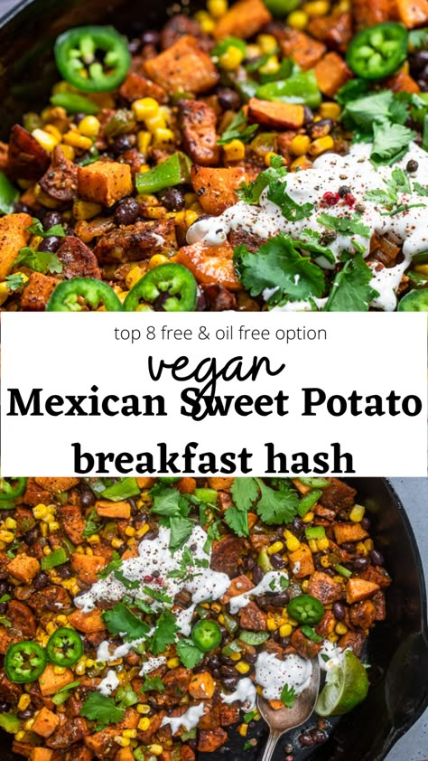 Sweet Potato Breakfast Recipes, Mexican Sweet Potato, Breakfast Hash Recipes, Mexican Sweet Potatoes, Sweet Potato Breakfast Hash, Potato Breakfast, Veggie Breakfast, Vegan Breakfast Easy, Healthy Vegan Breakfast