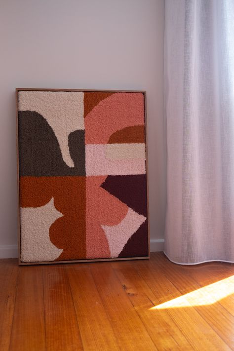 Tufted textile wall piece Tufted Wall Art, Personalized Decor, Punch Needle, Australian Design, Room Diy, Unique Decor, Color Trends, Textile Design, Vintage Finds