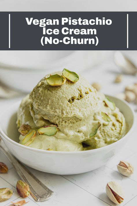 This no-churn Vegan Pistachio Ice Cream is a rich and decadent dessert with a beautiful green color and rich pistachio flavor! No bananas or coconut milk in this recipe. #best #plantbased #recipes #bestplantbasedrecipes #plantbasedmealseasy #easy #meals #diet #recipes #plantbaseddietrecipes #veganrecipesdinnerplantbased #veganrecipes #plantbasedmealideas #ideas #plantbasedveganrecipes #plantbasedvegan #healthy Vegan Pistachio Ice Cream, Vegan Pistachio, Coconut Milk Ice Cream, Vegan Ice Cream Recipe, Pistachio Butter, Banana Nice Cream, Ice Cream Containers, Pistachio Ice Cream, Pistachio Cream