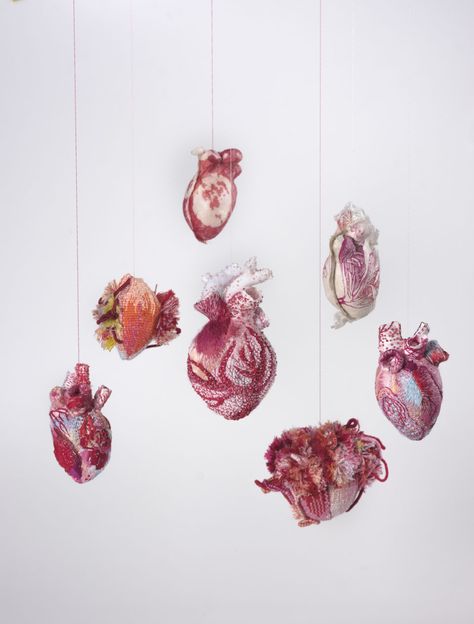 Elaborately Embellished Heart Sculptures by Ema Shin Reflect On the Anonymous Legacies of Women | Colossal Ema Shin, Handwoven Tapestry, Textile Sculpture, Colossal Art, Contemporary Embroidery, Modern Crafts, Anatomical Heart, A Level Art, Soft Textiles