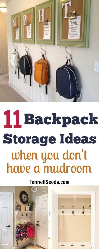 Backpack storage | Backpack storage ideas | Coat storage | Coat rack | coat hook | backpack hook | place for backpacks | mudroom organization | mudroom ideas Backpack Storage Ideas, Backpack Station, Mudroom Organization, Coat Storage, Backpack Organization, Laundry Room Storage, Laundry Room Organization, Room Storage, Backpack Storage