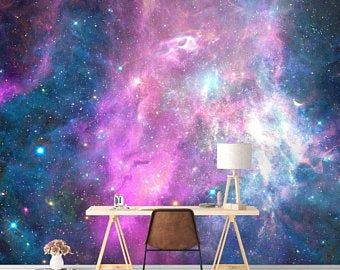 Galaxy Bedroom, Abstract Wall Mural, Galaxy Room, Large Wall Murals, Stained Glass Window Film, Bamboo Wall, Space Room, Space Galaxy, Wall Stickers Bedroom