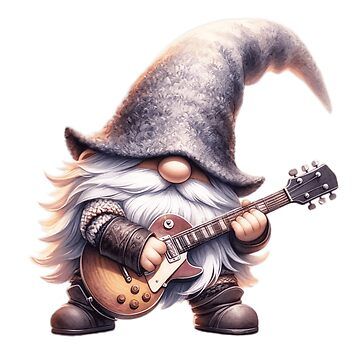 Gnome With Guitar, Star Poster, Rock Star, Digital Image, Sale Poster, Rocker, Guitar, Stars, For Sale