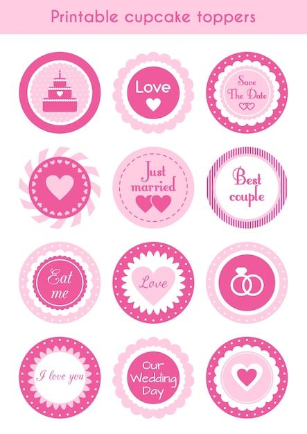 Vector set of circle pink printable cupc... | Premium Vector #Freepik #vector #love-art #wedding-heart #love-anniversary #round-banner Valentine Topper, Valentines Toppers, Cupcake Toppers Template, Cupcake Pink, Printable Cupcake Toppers, Pink Printable, Powerpoint Slide Designs, Cupcake Toppers Printable, Card Templates Free