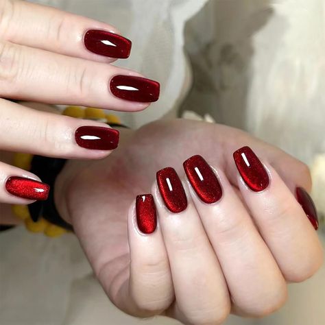 Eye Nail Art, Red Acrylic Nails, Mirror Nails, Diy Charm, Burgundy Nails, Party Nails, Nails For Women, Cat Eye Nails, Nail Forms