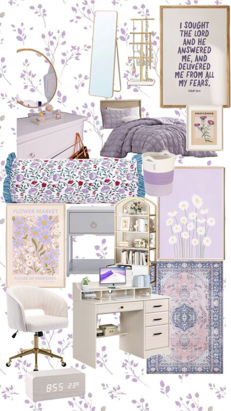 lilac room inspo🫶🏼 Lilac And White Room Ideas Bedrooms, Lilac Aesthetic Room, Pastel Purple Bedroom Ideas, Pastel Purple Room Aesthetic, Lilac Interior Bedroom, Lilac Teenage Girl Bedroom, Room With Purple Walls, Lavendar Bedroom Aesthetic, Girls Purple Bedroom Ideas