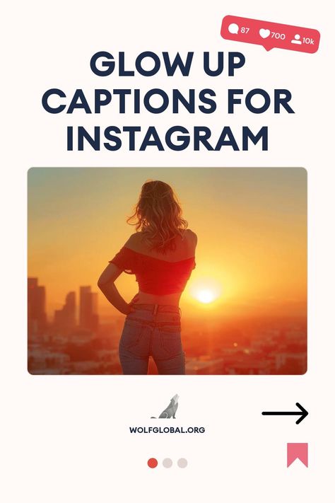 Alt text: A graphic promoting "Glow Up Captions for Instagram," featuring a silhouette of a woman against a sunset backdrop.
A checklist of positive affirmations about self-improvement and confidence, with a call-to-action button.
Image of a smiling woman with a laptop promoting an Instagram engagement pod service. Break Up Glow Up Captions, Glow Up Captions For Instagram, Glowing Caption, Glow Up Captions, Lit Captions, Secret Sauce, Captions For Instagram, Up Quotes, After Break Up