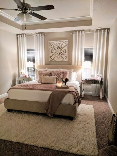 Feminine Glam Romantic master bedroom done by Bridget Reynolds for Meraki Interior Decorating Romantic Master Bedrooms Decor, Small Bathroom Renovations, Romantic Bedroom Decor, Feminine Bedroom, Bedroom Minimalist, Dekorasi Kamar Tidur, Woman Bedroom, Romantic Bedroom, Bedrooms Decor