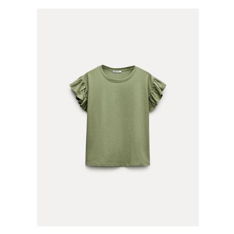 COTTON T-SHIRT WITH RUFFLES Zara Shirt Women, Zara T Shirt, Zara Shirt, Sleeveless T Shirt, Sleeveless Tshirt, Cotton Top, Blazer Dress, T-shirt Polos, Sleeveless Tank Top