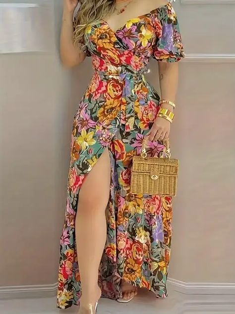 Waist Tie Dress, Thigh Belt, Outfits Dress, Tie Waist Dress, Maxi Robes, Vestidos Vintage, Puff Sleeve Dresses, Maxi Wrap Dress, V Neckline