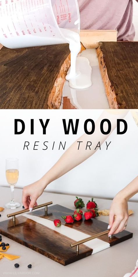 How to make a wood resin tray! Everything you need to know before starting. This DIY is perfect if you want to learn how to incorporate resin in wood. Resin In Wood, Wood Art Design, Resin Tray, Diy Holz, Epoxy Resin Crafts, Diy Resin Art, Diy Resin Crafts, Stenciling, Wood Resin