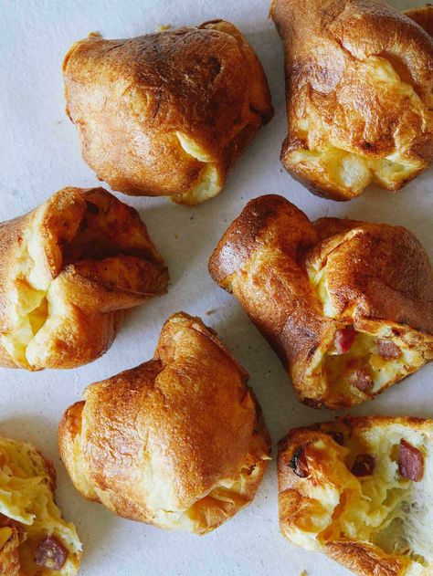 Cheese Popovers, Pop Overs, Ham Leftovers, Brown Sugar Ham, Popover Recipe, Yorkshire Pudding Recipes, Recipe Bread, Spoon Fork Bacon, Future Chef