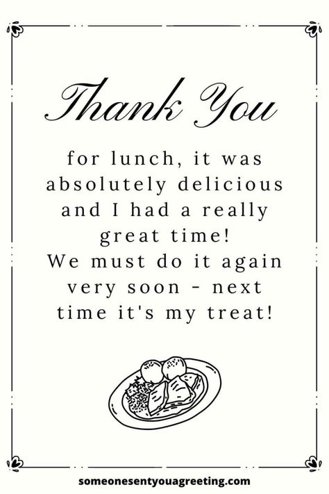 Be it for a friend, family member, partner or just in general try these thoughtful messages and kind ways to say thank you for lunch | #thankyou #thanks #lunch #meal Thank You For Lunch Quotes, Thank You For Lunch, Message For Birthday, Lunch Quotes, Thank You Quotes Gratitude, Thank You Messages Gratitude, Thanks For Today, Invitation Message, Foodie Quotes