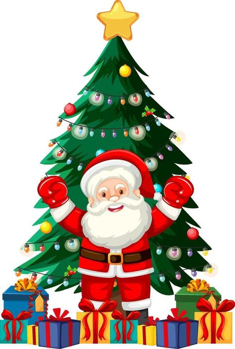 Santa Claus Tree, The Santa Claus, Christmas Tree Images, Christmas Tree Template, Christmas Background Images, Tree Templates, Christmas Layouts, Christmas Tree And Santa, Gift Drawing