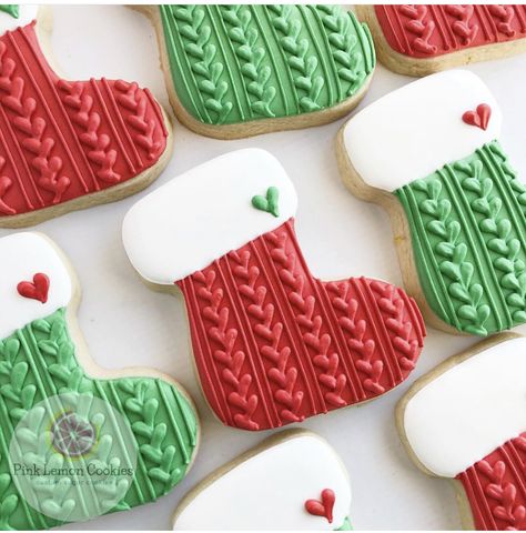 Stocking Cookies, Christmas Stocking Cookies, Christmas Sugar Cookies Decorated, Stained Glass Cookies, Cute Christmas Cookies, Royal Iced Cookies, Christmas Biscuits, Sugar Cookie Designs, Cutout Sugar Cookies