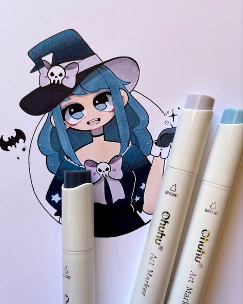 Drawing i did for a collab with ohuhu markers last year!! Still love it 😫😍 Drawings Using Markers, Cute Alcohol Marker Drawings, Ohuhu Markers Art Anime, Drawings With Ohuhu Markers, Drawing With Ohuhu Markers, Drawings With Highlighters, Alcoholic Markers Drawing, Drawing Markers Ideas, Art With Alcohol Markers