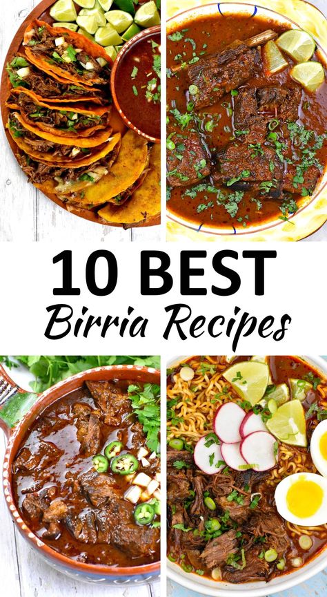 This collection of Birria Recipes includes classics like stew and tacos, as well as some other creative uses for this versatile beef. Birria Stew Recipe, Birria Chili Recipe, Birria Dinner Ideas, Beef Birria Enchiladas, Leftover Birria Meat Recipes, Birria Rice Bowls, Ramen Birria Recipes, Birria Mac And Cheese, Quick Birria Tacos