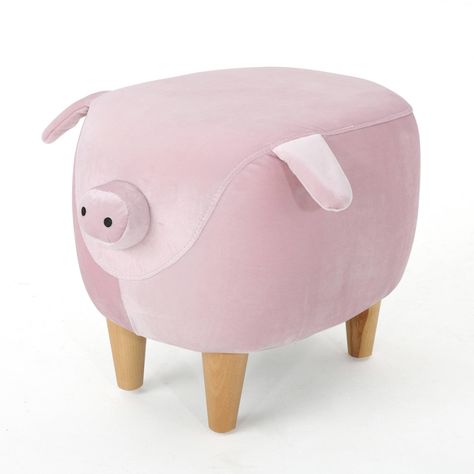 Burton Velvet Pig Ottoman by Christopher Knight Home (Dark Taupe), Grey, Size Medium (Fabric) Kids Ottoman, Pink Ottoman, Kids Playroom Furniture, Glider And Ottoman, Ashley Home, Furniture Ads, Play Kitchen Sets, Furniture Logo, Kids Bookcase