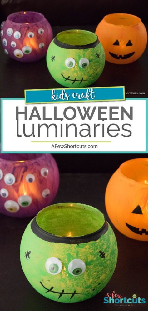 Craft Monster, Diy Halloween Luminaries, Luminary Diy, Halloween Luminaries, Easy Crafts To Sell, Fun Halloween Crafts, Halloween Centerpiece, Halloween Activities For Kids, Fall Craft