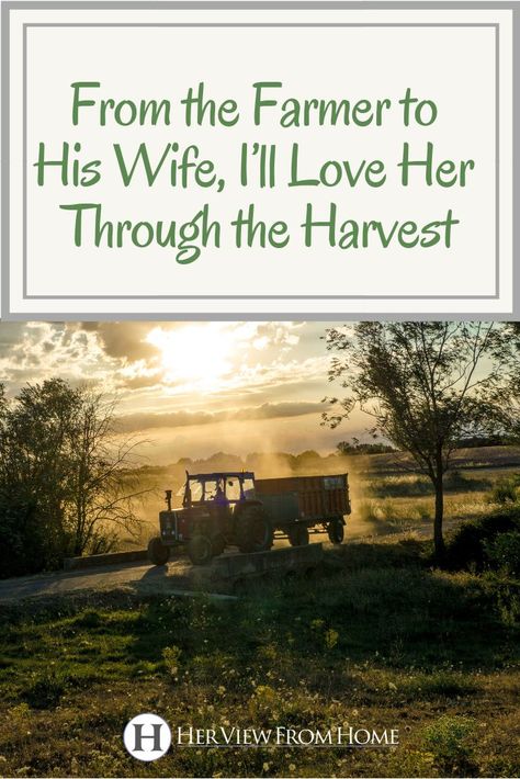 Harvest can be a challenging time for farmers and their families. Long hours and busy schedules make for a difficult season. This is some sweet encouragement for the farmer's wife.  #farming #relationships #marriage #harvest Dating A Farmer, Harvest Prayer, Harvest Quotes, Farm Wife Life, Farmer Quotes, Home Lights, Harvest Sign, Season Quotes, Bed Making