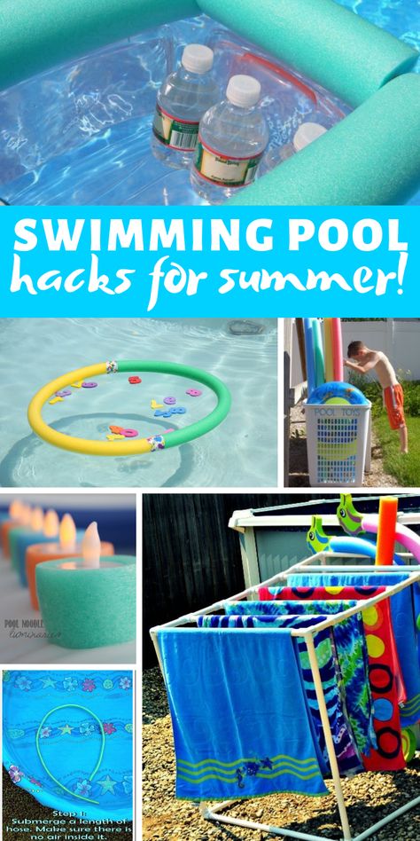 Dollar Store Pool Hacks, Pool Tips And Tricks Life Hacks, Homemade Pool Ideas, Dollar Tree Pool Hacks, Pool Safety Ideas, Diy Pool Ideas Homemade, Pool Accessories Ideas, Diy Outside Decor, Bestway Pool Ideas Backyards