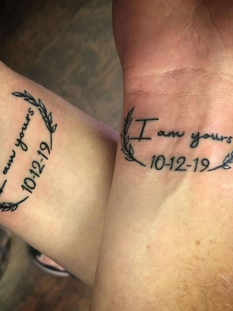 Looking for unique wedding date tattoos? These ideas incorporate your anniversary in subtle and creative ways, making it a beautiful addition to any tattoo collection. Date tattoo ideas, partner tattoos, meaningful wedding date tattoos Tattoo Ideas Partner, Anniversary Date Tattoo Ideas, I Do Tattoo, Wedding Date Tattoos, Date Tattoo Ideas, Marriage Tattoos, Date Tattoo, Partner Tattoos, Couple Tattoos Unique Meaningful