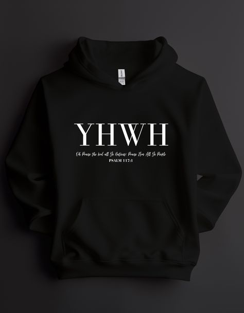 YHWH Unisex Hooded Sweatshirt Minimalist Hoodie Design, God Hoodies, Christian Clothing Brand, Exodus 3, Name Of God, Christian Shirts Designs, Nature Of God, Christian Hoodies, Faith Clothing