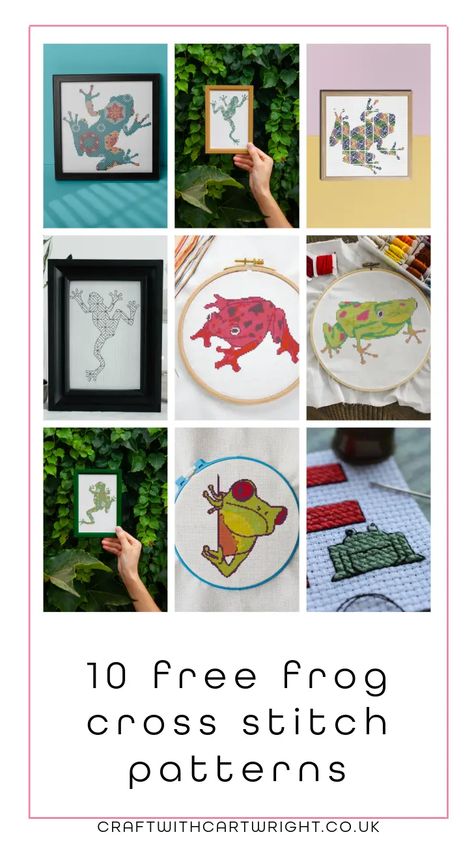 10 frog cross stitch patterns (free) - Craft with Cartwright Spring Cross Stitch Patterns Free Charts, Fish Cross Stitch Patterns Free, Frog Cross Stitch Pattern Free, Frog Cross Stitch Pattern, Frog Cross Stitch, Cross Stitch Free, Cross Stitch Beginner, Thread Photo, Ice Blue Color