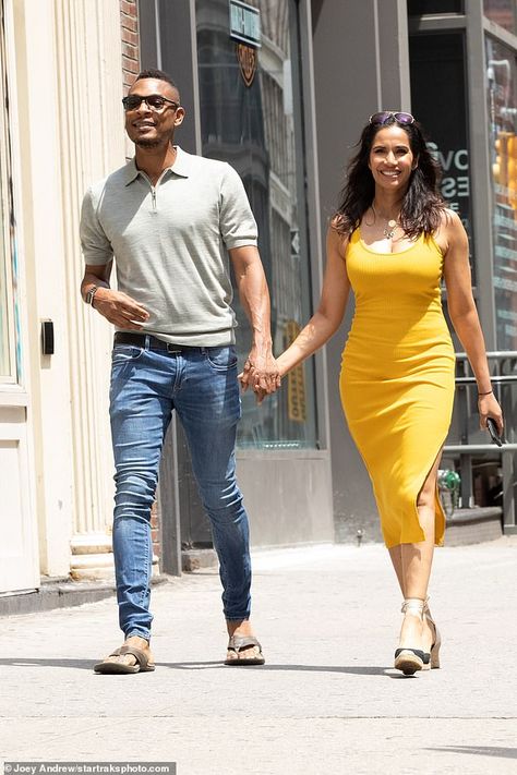 Padma Lakshmi rocks a summery yellow dress and holds hands with boyfriend Terrance Hayes in New York | Daily Mail Online Padma Lakshmi, Xander Cage, Return Of Xander Cage, With Boyfriend, Lucky In Love, 2023 Vision, Canary Yellow, Summer Breeze, New Man