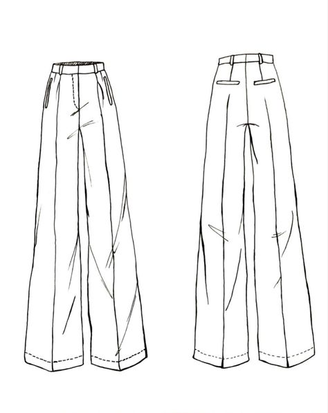 Pants Technical Drawing, Pants Drawing, Clothing Templates, Fashion Illustration Tutorial, Flat Drawings, Star Wars Fashion, Fashion Design Sketch, Flat Sketches, Garment Pattern