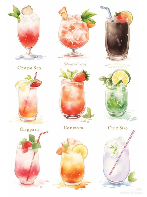 Aesthetic Drinks Drawing, A Drink Drawing, Drawing Drinks, Drink Illustration, Christmas Tree Decorations Ribbon, Food Sticker, Diy Friendship Bracelets Tutorial, Food Drawings, Foodie Art