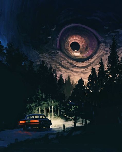 retro and sci-fi art on Instagram: ““The Watcher” by Kurt Huggins.…” Nightmares Art, Psy Art, Cosmic Horror, Scary Art, Old Anime, Creepy Art, Sci Fi Art, Funky Art, Surreal Art