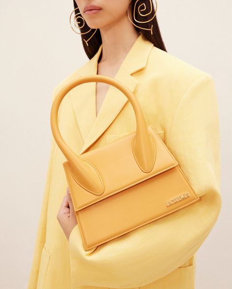 Jacquemus Le Grand Chiquito, Le Grand Chiquito, Structured Bag, Dark Yellow, My Bags, Light Orange, Metallic Logo, Christmas Shopping, Color Trends