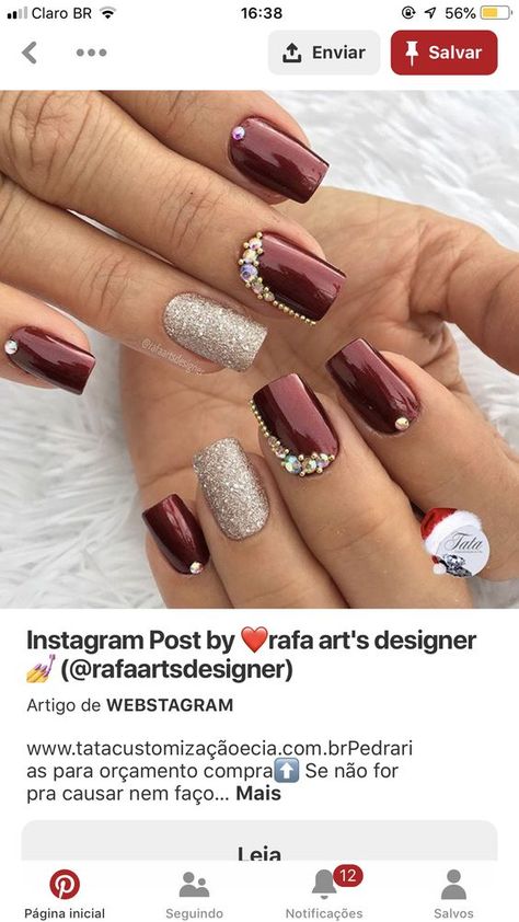 Nail Color For Burgundy Dress, Bridal Nail Art Designs, Summer Nails Art Designs, Summer Nails Art, Bridal Nails Designs, Wedding Nail Art Design, Bridal Nail Art, Classy Nail Designs, Amazing Nails