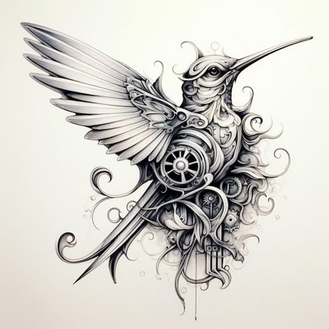 Photo flying mechanism of avian robotics... | Premium Photo #Freepik #photo Steampunk Tattoo Ideas For Men, Mandala Art Images, Steampunk Tattoo Sleeve, Punk Tattoo Ideas, Steampunk Art Drawing, Team Tattoo, Mother Tattoos For Children, Gear Tattoo, Steampunk Bird