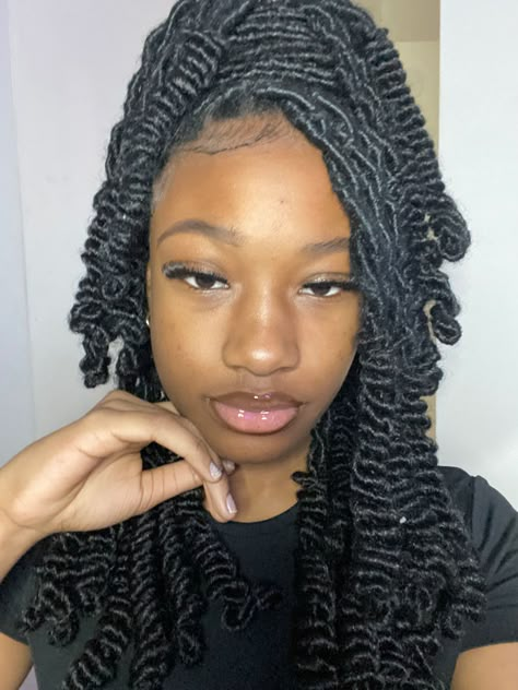 Invisible locs, rope twist, locs, soft locs, black girl, black girl hairstyles, half up half down, lashes, lip gloss Soft Locs Two Strand Twist, Invisible Locs Half Up Half Down, Half Up Half Down Invisible Locs, Soft Locs Hairstyles Ideas Ponytail, Half Up Half Down Soft Locs, Faux Locs Half Up Half Down, Soft Locs With Barrel Twists, Barrel Twist On Soft Locs, Invisible Soft Locs