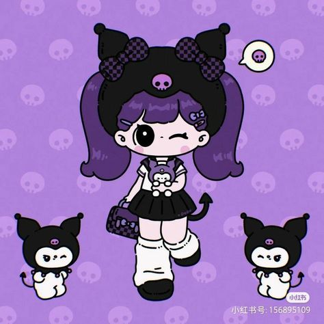 Kuromi Human Version, Kuromi As A Human, Kuromi Fanart, Hello Kitty Wallpaper Hd, Cute Eyes Drawing, Cute Easy Doodles, Kuromi Melody, Hello Kitty Coloring, Eyes Drawing