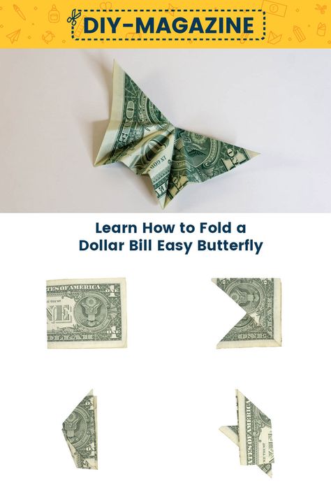 How to make an Easy 3D Butterfly Origami Dollar Bill Dollar Bill Origami Butterfly Easy, Butterfly Dollar Bill, Money Folding Ideas Easy Step By Step, Money Butterfly Origami, Dollar Origami Easy Step By Step, How To Fold Dollar Bills Into Shapes, Dollar Bill Origami Easy Step By Step, Dollar Bill Butterfly, Dollar Folding