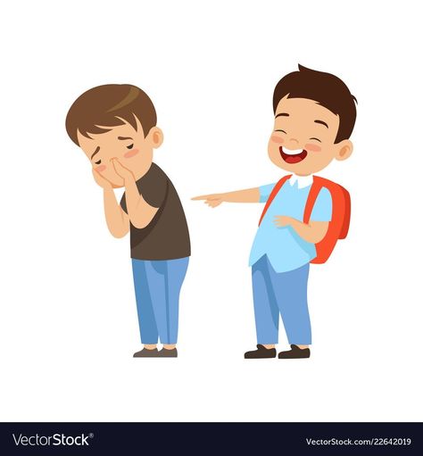 People Laughing At Someone, Laughing And Pointing, Kids School Labels, Anti Bully Quotes, Angry Boy, Kindergarten Drawing, Bible Crafts Sunday School, School Vector, Student Cartoon