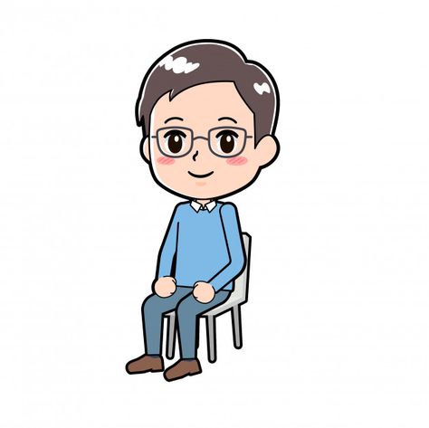 Anime Clipart, Man Clipart, Sitting Chair, Book Crafts Diy, Character Cartoon, Cartoon People, Boy Face, Photo To Cartoon, Man Sitting