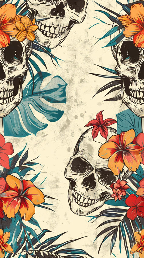 luau skull artwork, skull background, skull wallpaper Summer Spooky Wallpaper, Gothic Summer Wallpaper, Halloween Wallpaper Apple Watch, Summerween Background, Summer Ween Wallpaper, Goth Summer Wallpaper, Summer Halloween Wallpaper, Summerween Aesthetic Wallpaper, Spooky Summer Wallpaper