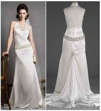 1-davids-bridal-galina-size-6 Galina Wedding Dress, Halter Wedding, Bridal Party Gowns, Halter Wedding Dress, Davids Bridal Wedding Dresses, Trumpet Dress, V Neck Wedding Dress, Davids Bridal Dresses, Used Wedding Dresses