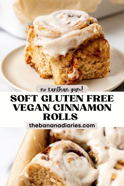 Gluten Free Vegan Cinnamon Rolls, Best Gluten Free Cinnamon Rolls, Gluten Free Cinnamon Rolls Recipe, Cinnamon Rolls Vegan, Gluten Free Brunch Recipes, Banana Diaries, Vegan Gluten Free Breakfast, Gluten Free Brunch, Gluten Free Cinnamon