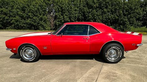 At Vicari's Upcoming Biloxi Fall, 2024 Auction, is Lot:S965 – a 1968 CHEVROLET CAMARO – Body:COUPE Exterior:RED  Interior:BLACK / GRAY Transmission:AUTOMATIC AUTOMATIC  Engine:350 Kenwood Speakers, Camaro For Sale, Front Grill, Vintage Air, Red Interior, Car Auctions, Red Interiors, Chevrolet Camaro, Fall 2024