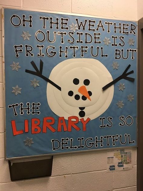 Library Christmas Door Decorations For School, Holiday Book Display Ideas, New Year Library Bulletin Board, Christmas Library Door Ideas, Winter Bulletin Boards For Library, January Library Bulletin Boards, Christmas Library Decorations, January Library Displays, Library Door Decorations School