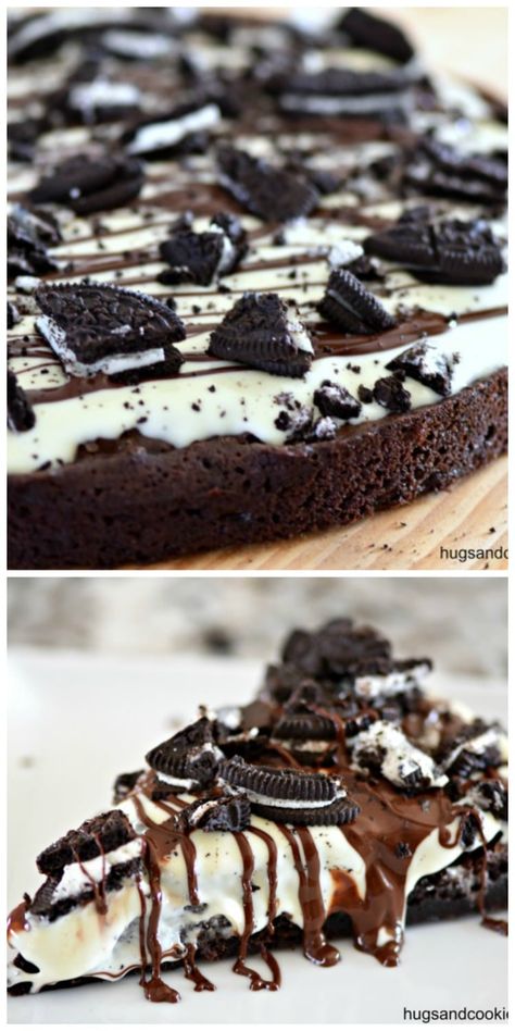 Chocolate Pizza Dessert, Brownie Pizza Ideas, Chocolate Dessert Pizza, Desert Pizza, Pizza Brownie, Brownie Pizza, Dessert Pizza Recipes, Sweet Pizza, White Chocolate Brownies